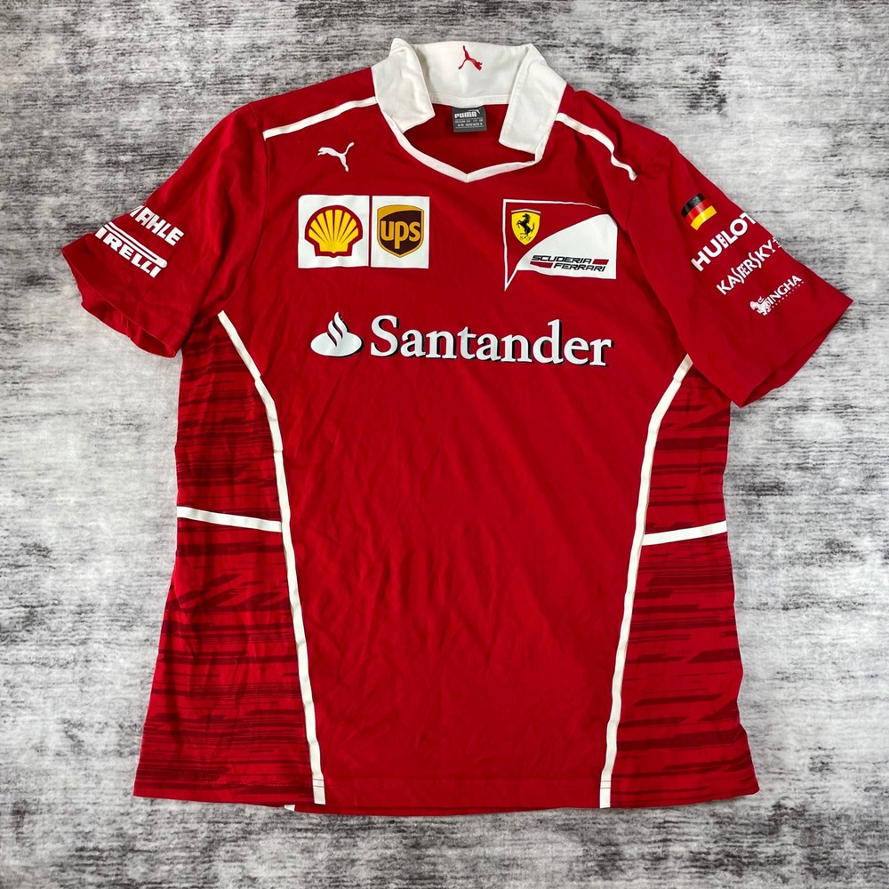 Puma Scuderia Ferrari F1 Team Racing Jersey Red Mens XL Santander Shell UPS
